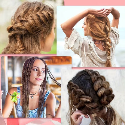A collage shows four different braided hairstyles on various women, demonstrating diverse looks.