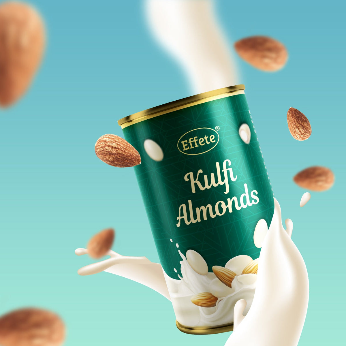 Close-up of kulfi almond chocolate showcasing crunchy almonds coated in smooth kulfi flavored chocolate