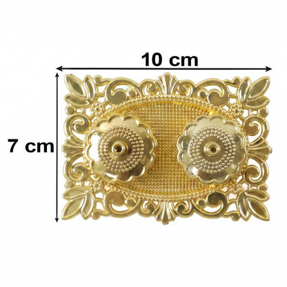 Golden Kankavati Kumkum Holder with Carved Frame and Lids