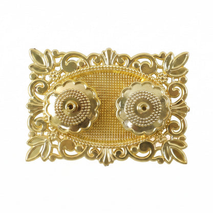 Golden Kankavati Kumkum Holder with Carved Frame and Lids