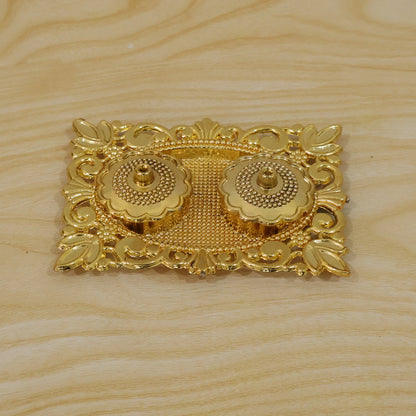 Golden Kankavati Kumkum Holder with Carved Frame and Lids