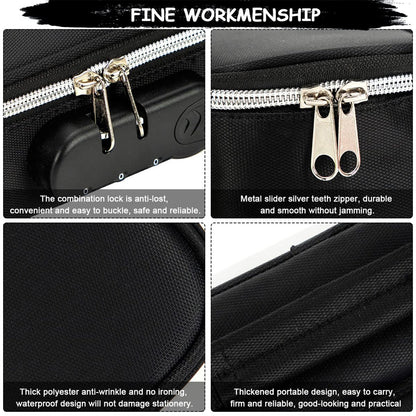 4 Layer Zipper Stationery Pouch Pencil Case with Combination Lock for Students
