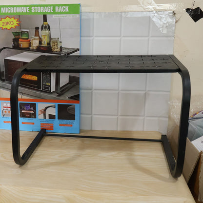 Live photo of metal microwave oven storage rack