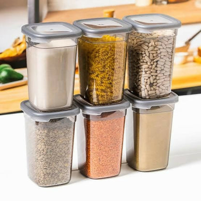Set of six airtight kitchen storage containers each 1200 ml capacity
