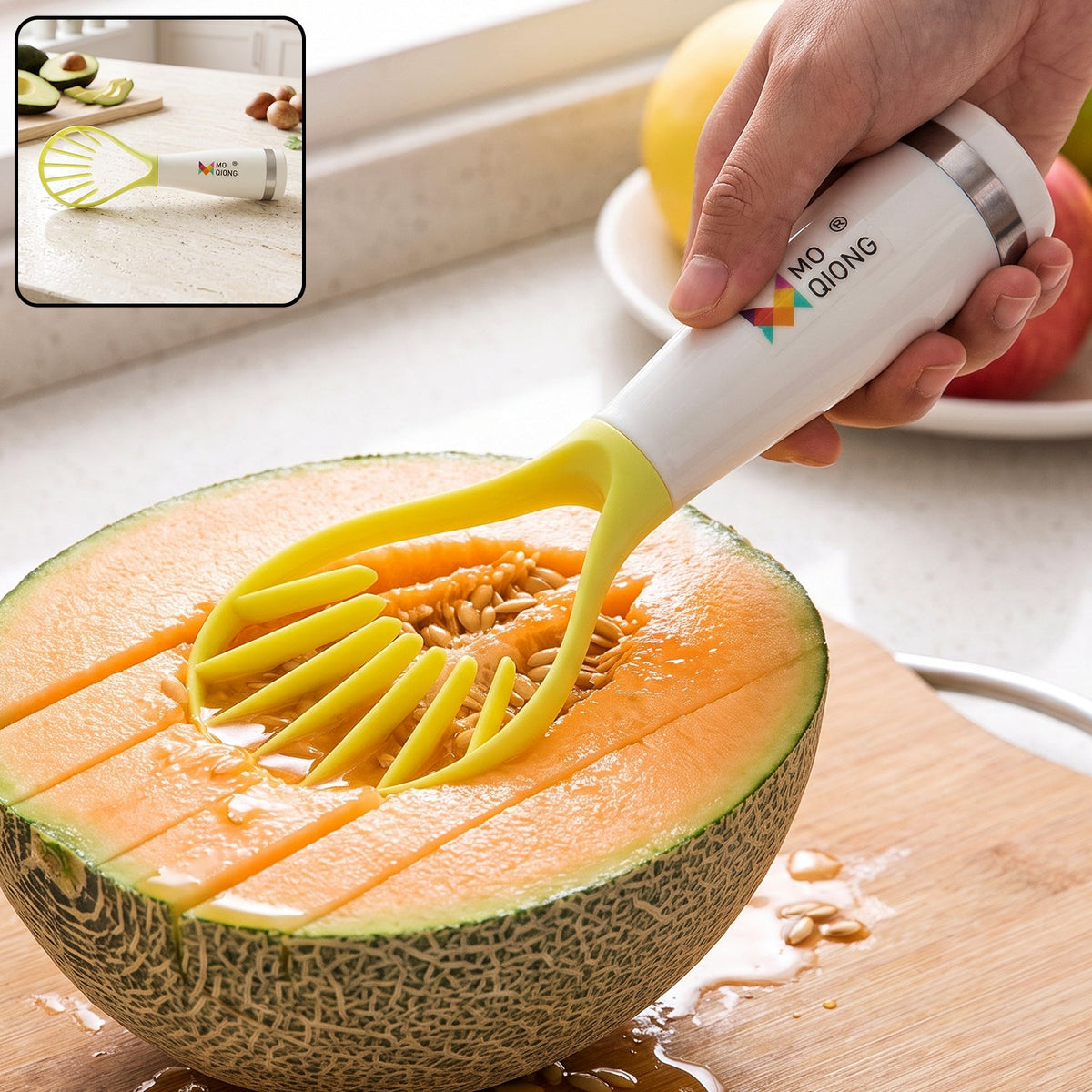 Manual melon slicer cutter tool for watermelon and fruit