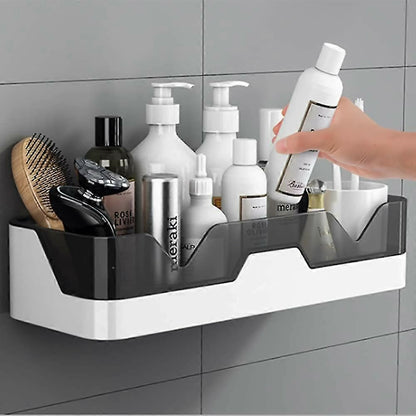Adhesive storage rack wall mounted plastic shelf organizer in main product image