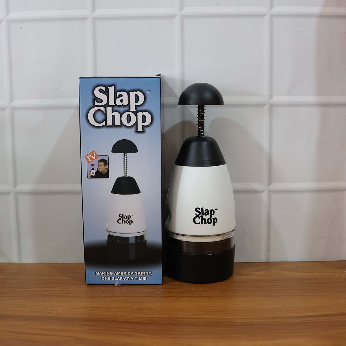 Handy manual slap chop used to dice fresh vegetables