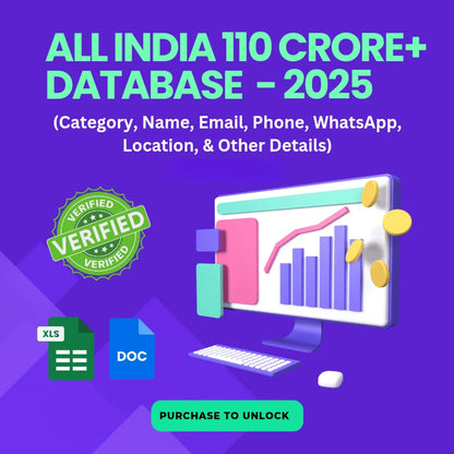 Pan India 100+ Crore Verified Database B2B & B2C Email, Phone, WhatsApp, Leads