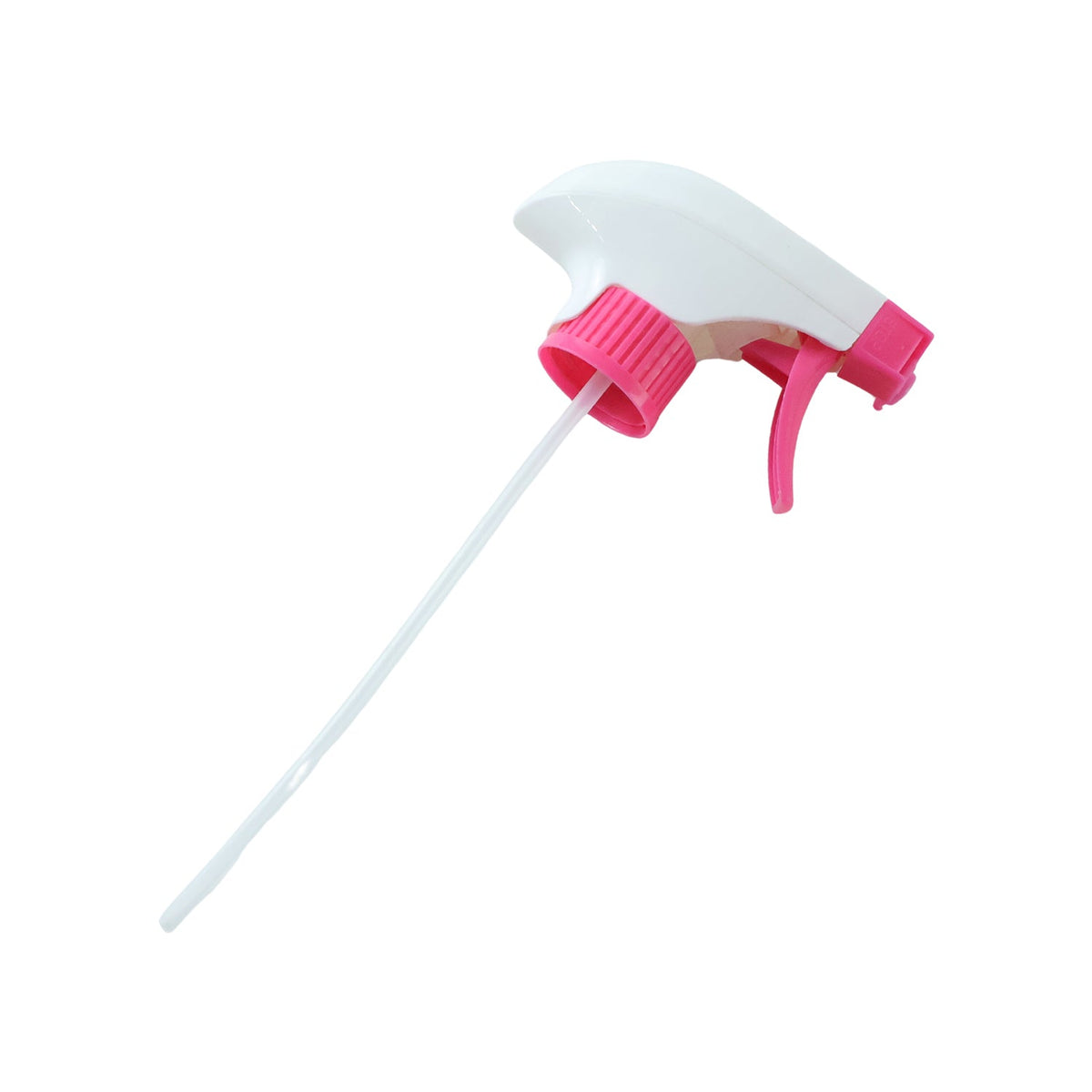 Pink spray nozzle trigger head on white background
