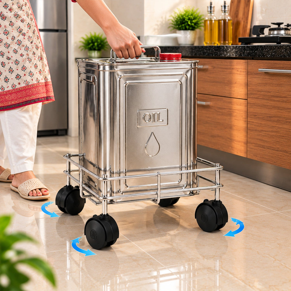 Stainless Steel Oil Stand – Square Kitchen Organizer | Indo Glow