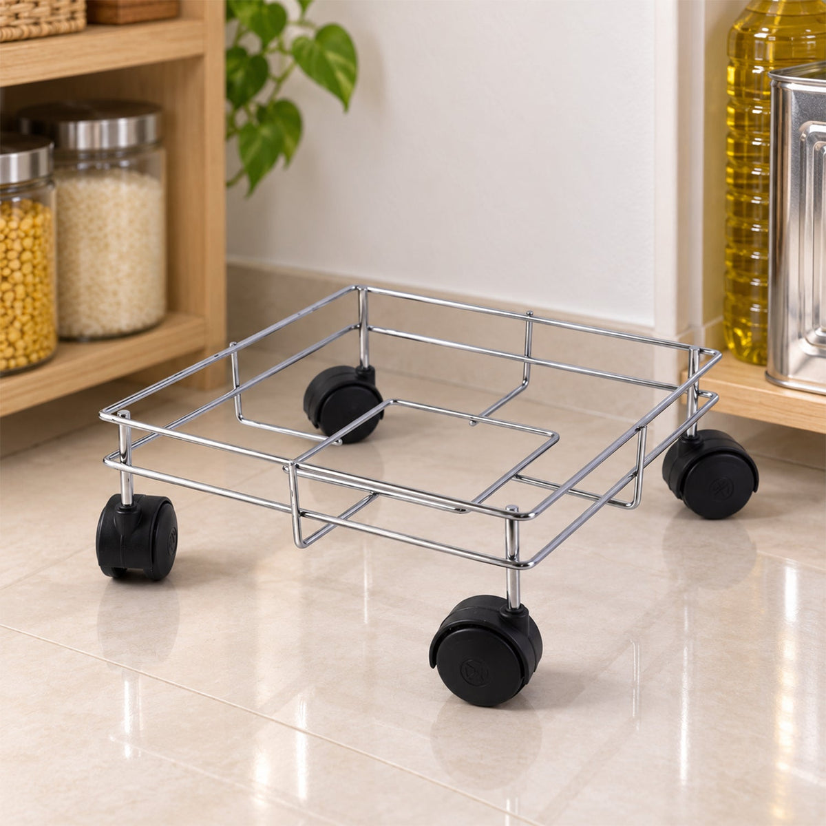 Stainless Steel Square Oil Stand for Kitchen Counter and Jars