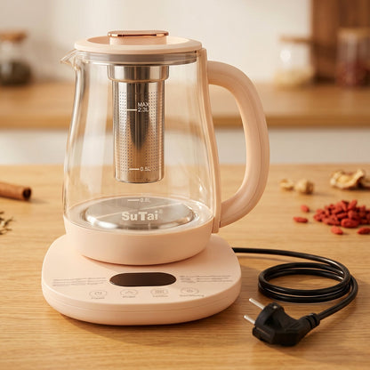 Suta Electric Glass Kettle 2.3L Tea Maker with Infuser and Temperature Control.