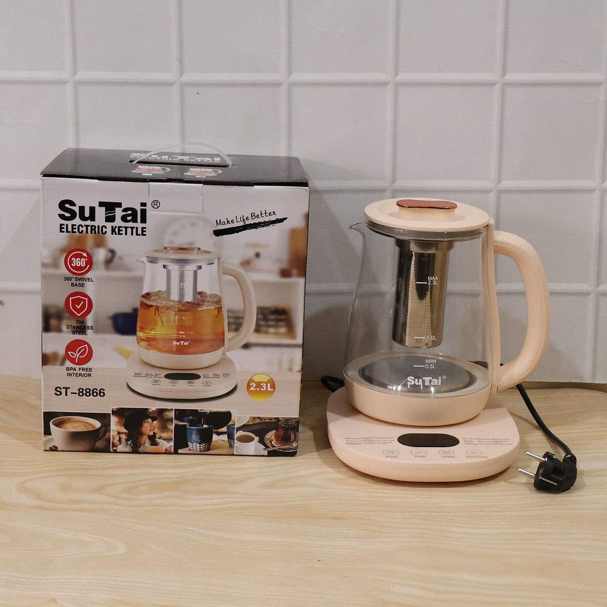 Suta Electric Glass Kettle 2.3L Tea Maker with Infuser and Temperature Control – view 9