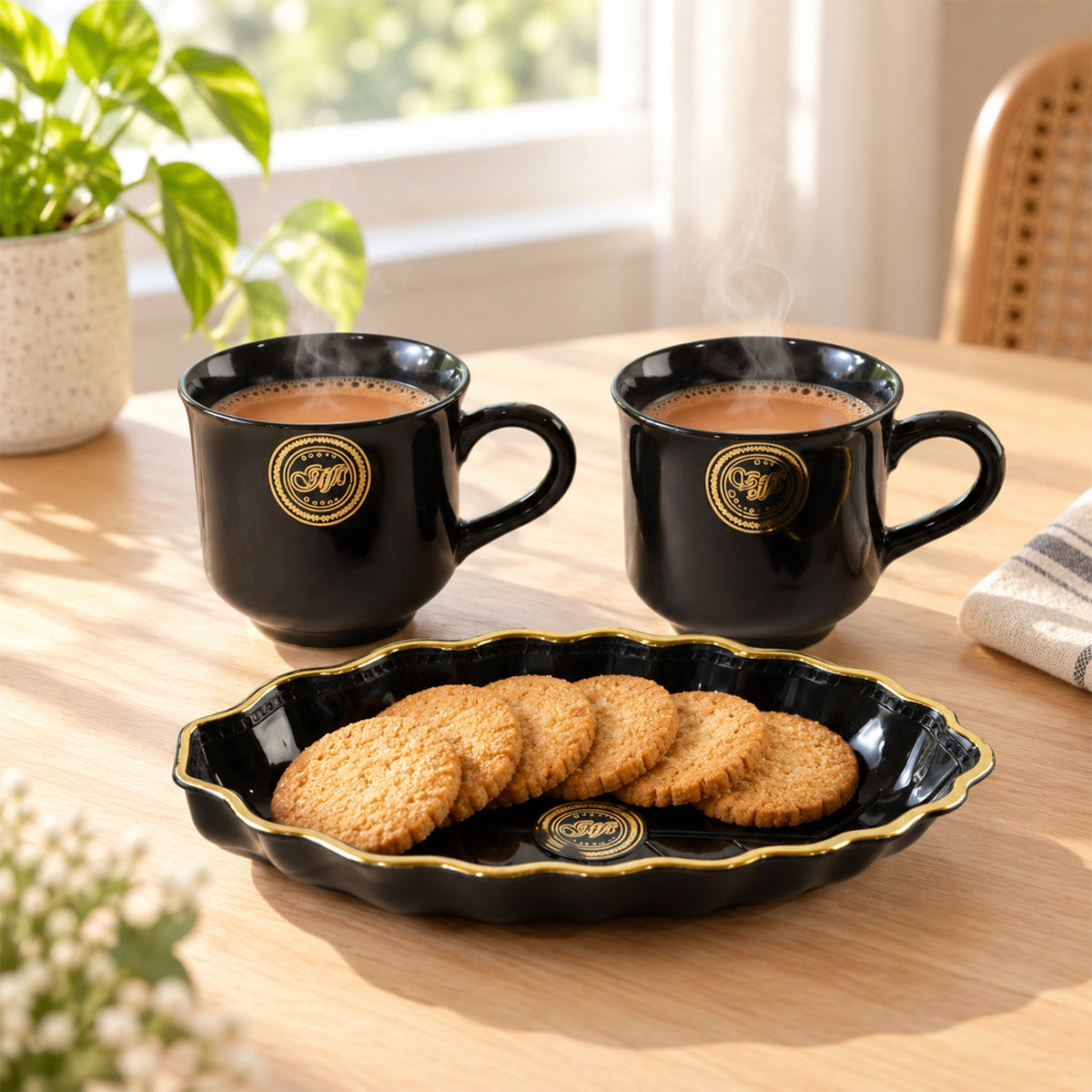 Biscuit serving cup platter set