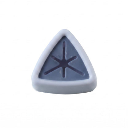 A white and grey triangular towel holder with a star-shaped opening is centered on a plain white background.