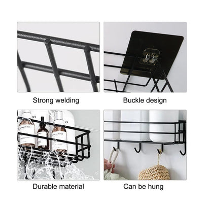 A collage of four close-up images highlighting features: strong welding, buckle design, durable material with water, and