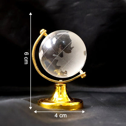 Small Crystal Globe Table Showpiece with Golden Stand (1 Pc)