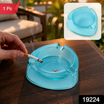 Transparent Ashtray with 3 Cigarette Grooves and Deep Ash Cavity