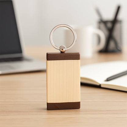 Premium Wooden Keychain with Dual Tone Finish (1 Pc)