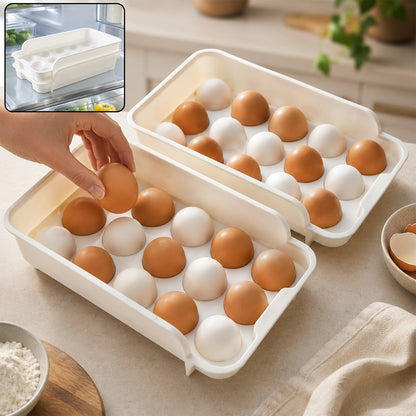 Stackable Plastic Egg Tray Set - Safe Fridge Storage (2-Pack)