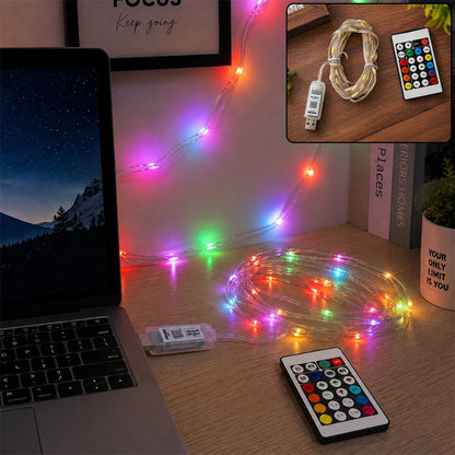 USB RGB LED Festival String Light with Remote Control for Home Decoration