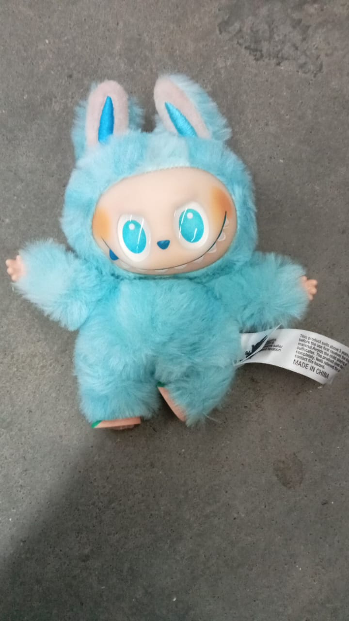 Sky Blue Plush Toy Cartoon Keychain with Hook Colorful Animal Sky Blue Have a Seat Vinyl Plush Blind Box  (1 Pc)