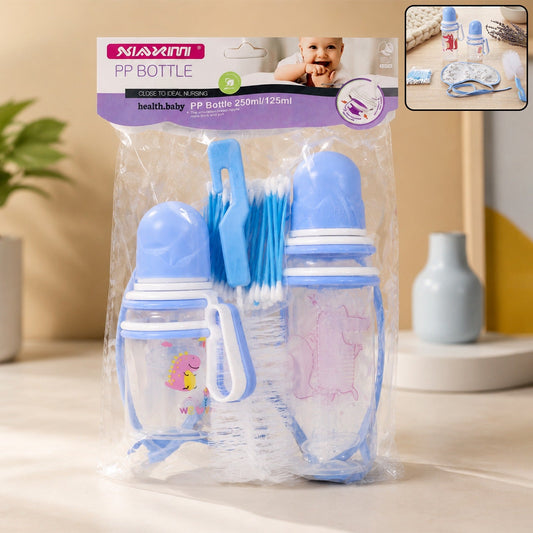 Baby Feeding Bottle Set with Bib & Brush for Newborn Care