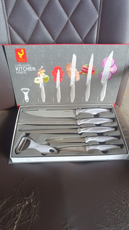 Marble Coated Stainless Steel Kitchen Knife Set (6 Pc)