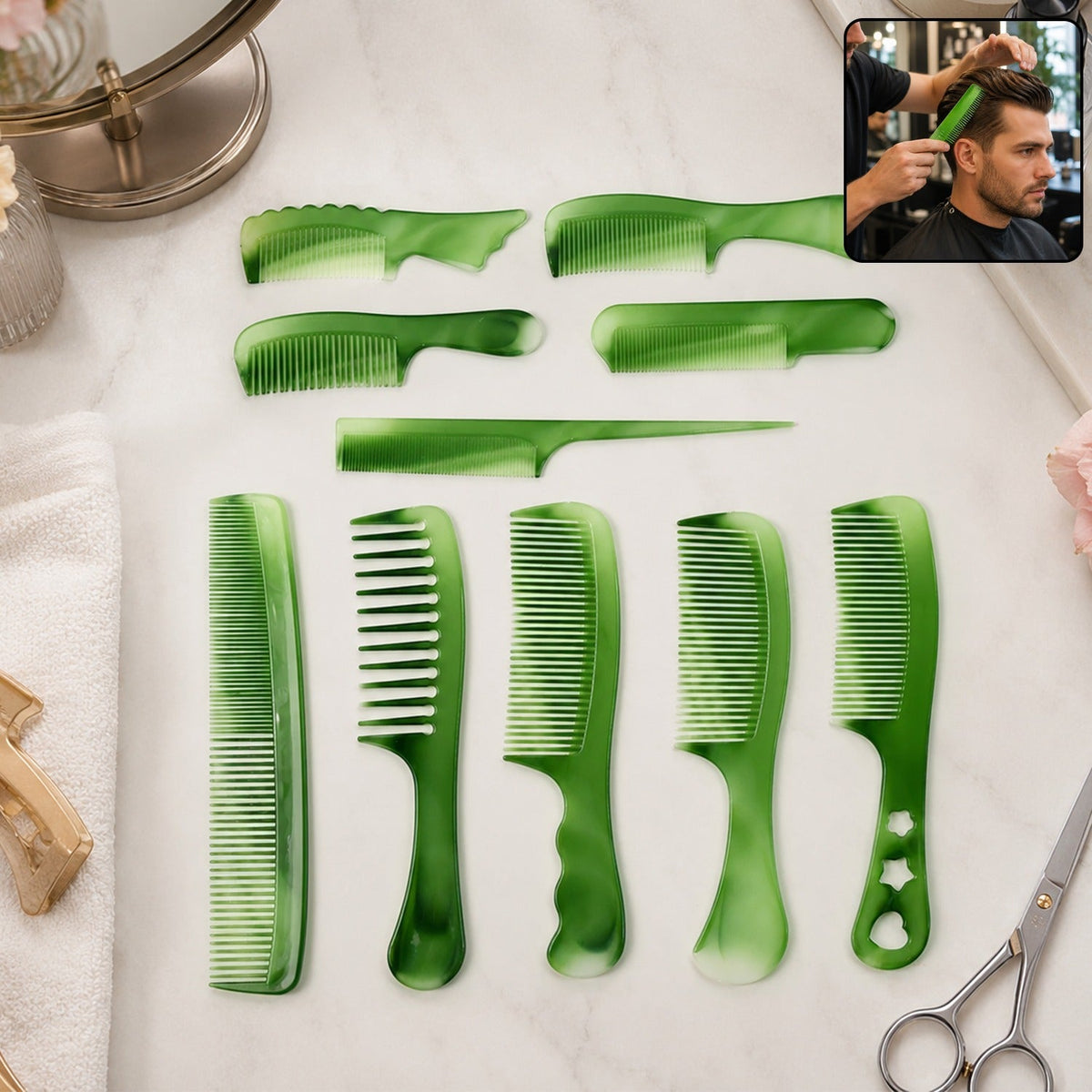 Salon Multipurpose Hair Comb 10 Pc Set Styling Grooming Professional Use