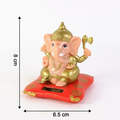 A Ganesha idol on a red base with dimensions labeled: 8 cm height and 6.5 cm width.