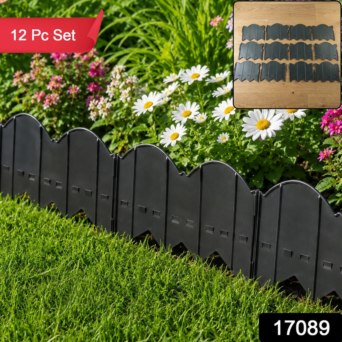 Decorative plastic garden lawn edging border, 12 piece set