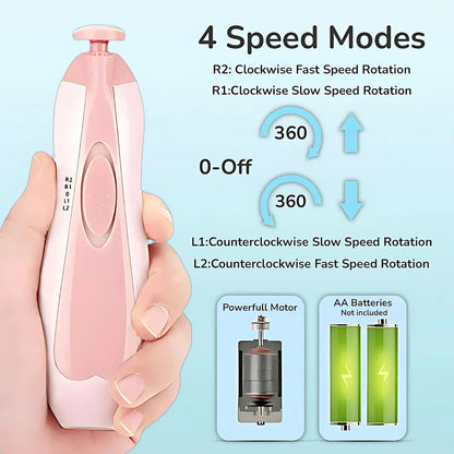 Baby Nail Trimmer Clippers  6 Grinding Head Multi Color  1 Pc Battery Operated