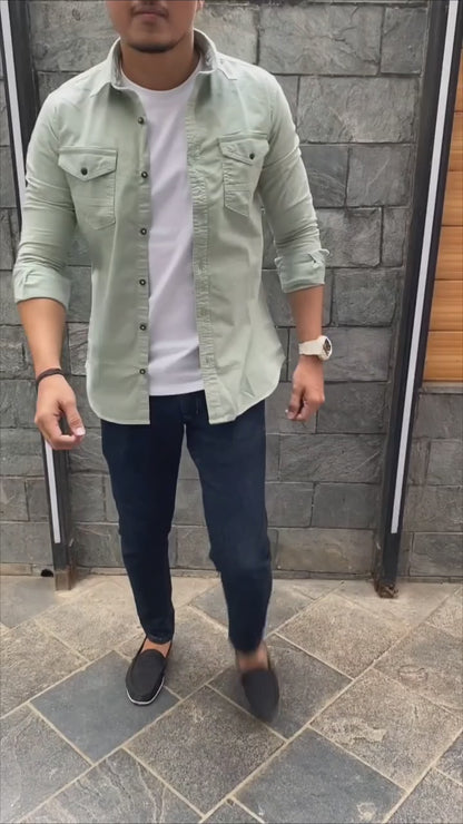 Men's Cotton Double Pockets Shirts