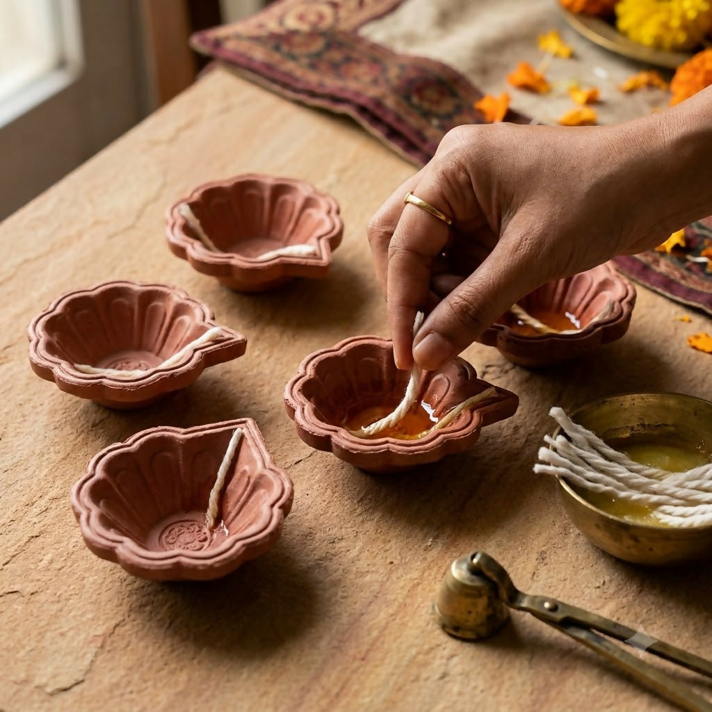 Divine Electric Kapoor Diffuser & 6-Piece Diya Set