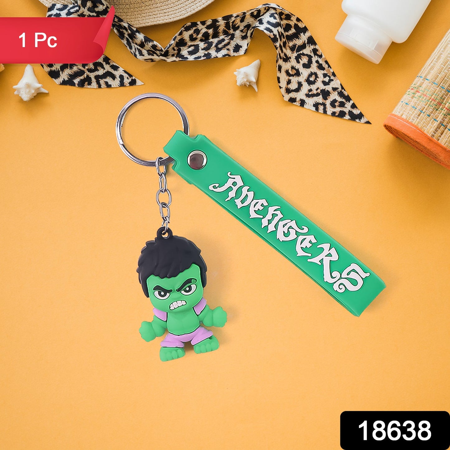 Cute Cartoon Silicone 3D Key Chain with Metal Hook & Strap (Pack of 1)
