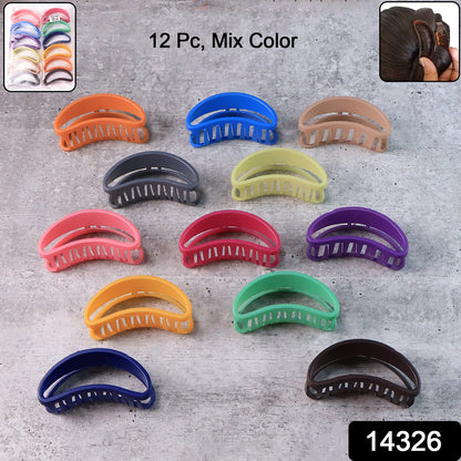 Plastic Hair Clamp Grip, Simple Matte Hair Barrette Clamp (12 Pc)