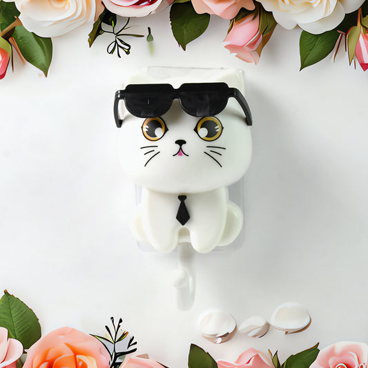 Cat Hook For Wall Cute Cat Key Hook With Sunglasses (2 Pc)