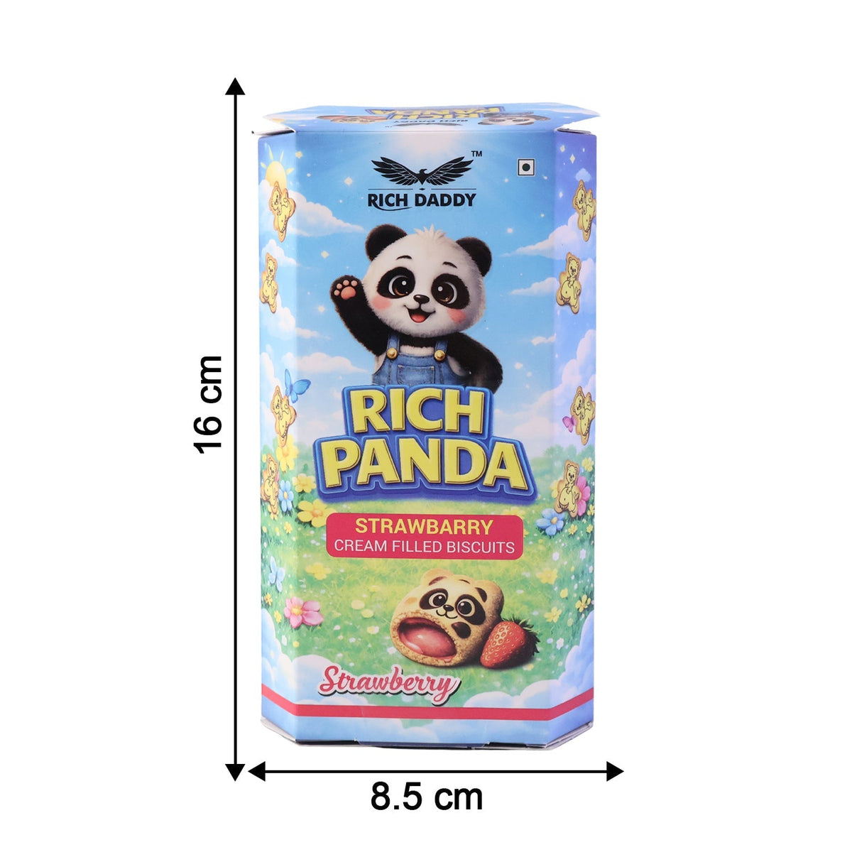 Close-up view of Panda Strawberry Cream Biscuits with fun shapes