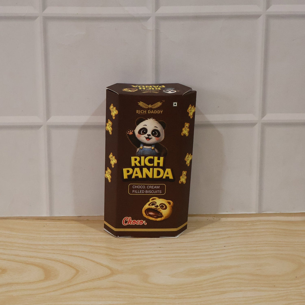 Assorted Rich Daddy Panda Choco Cream Biscuits on a plate