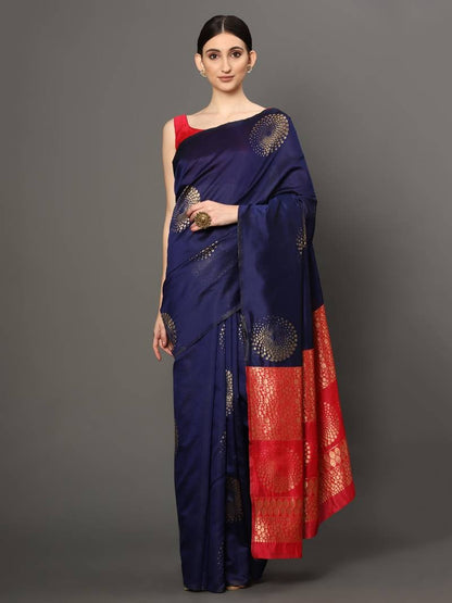 Blue And Red Beautiful And Stylish Saree For Women