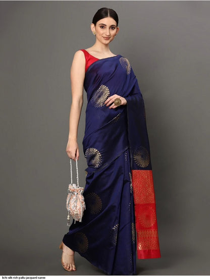 Blue And Red Beautiful And Stylish Saree For Women