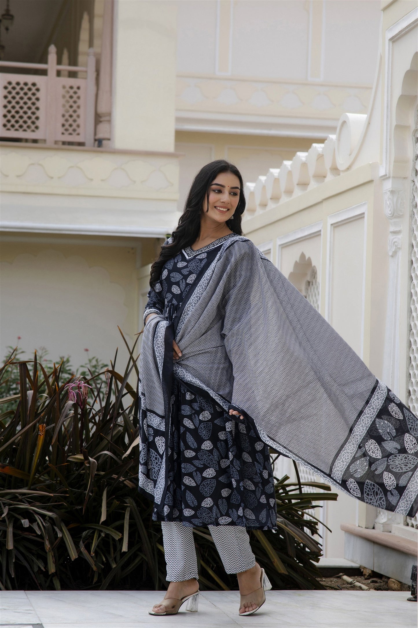 Floral Printed Rayon  Kurta With Pants & Dupatta