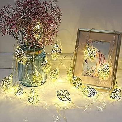 Lamps Golden Metal Leaf String LED Decorative Lights