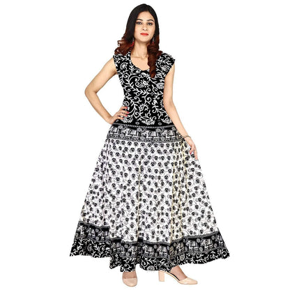 New Jaipuri Printed Cotton Sleeveless Gown