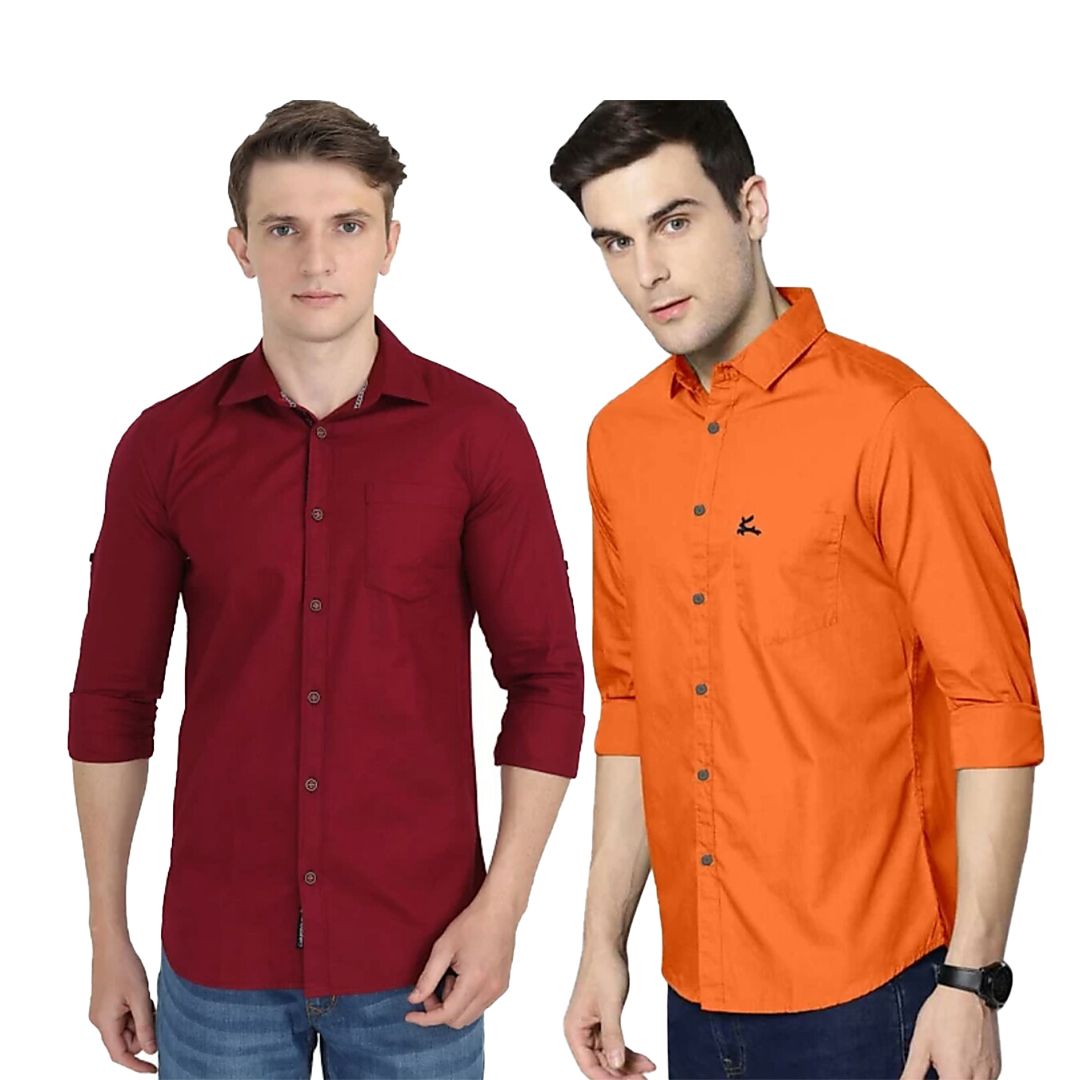 Men's Printed Cotton Full Sleeves Shirt Pack of 2