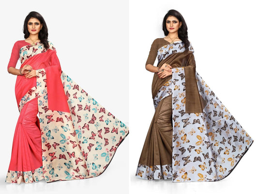 Special Mysore Silk With Printed Work Combo Pack Saree