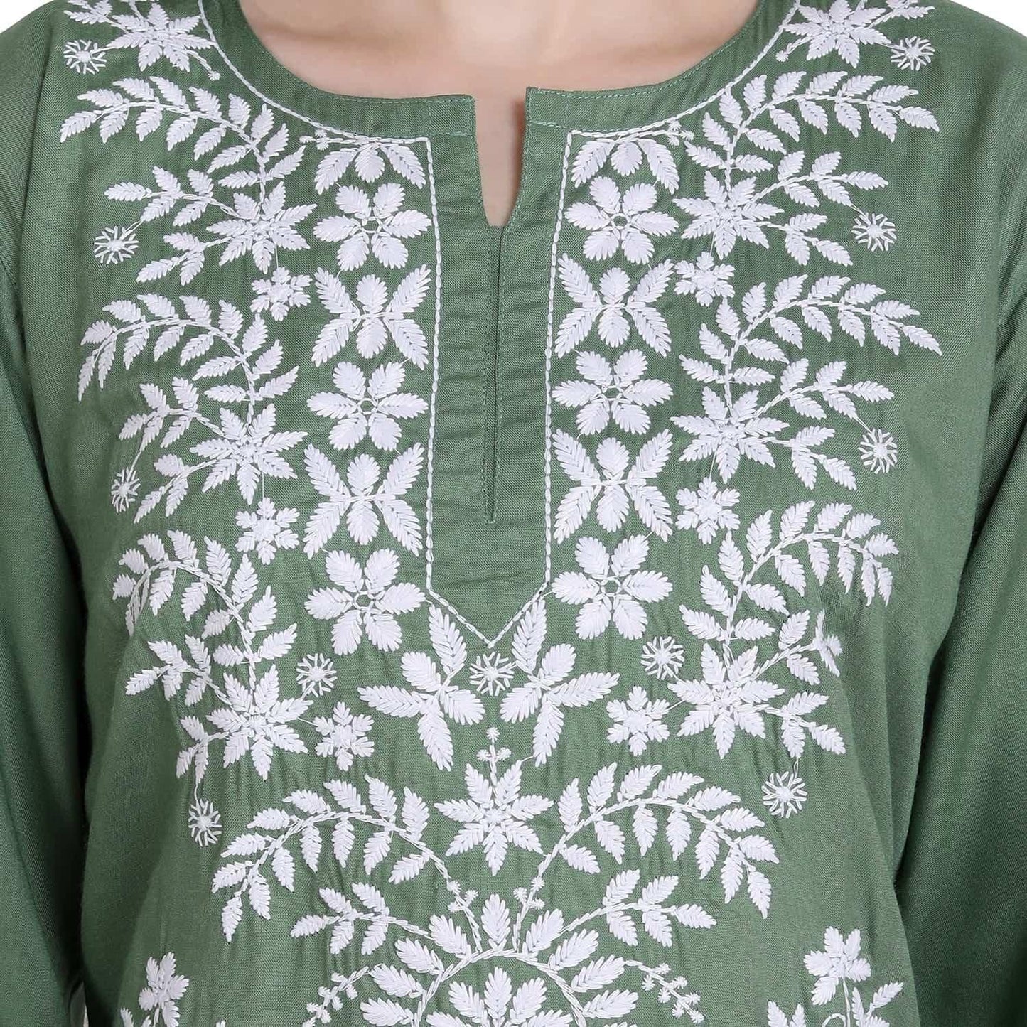 Women Chikan Embroidery Straight Kurta