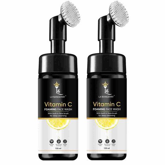 Vitamin C Brightening Foaming Face Wash with Built-In Brush 150ml Pack Of 2