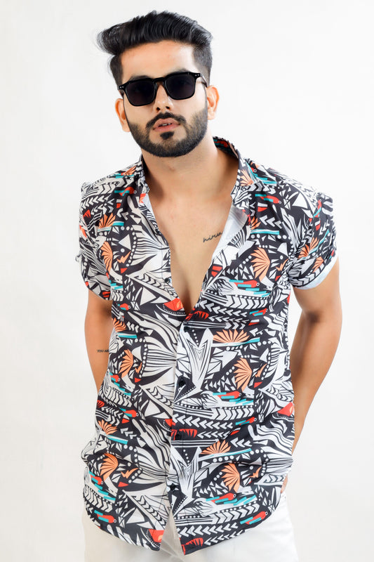 HARPITA Cotton Printed Half Sleeves Regular Fit Mens Casual Shirt
