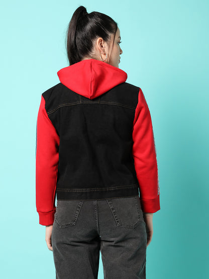 Campus Sutra Womens Denim Solid Full Sleeve Jacket